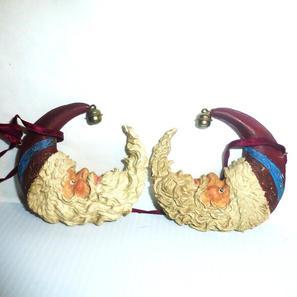 Vintage SANTA ORNAMENT 2x Santa MAN on the MOON Christmas Tree Ornament - Picture 8 of 14